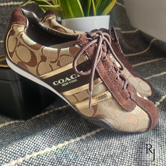 Coach Remonna Canvas & Suede Signature C Logo Sneakers - Picture 1 of 11